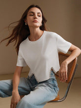 Women's Casual Minimalist Solid Color Rhinestone Decor T-Shirt